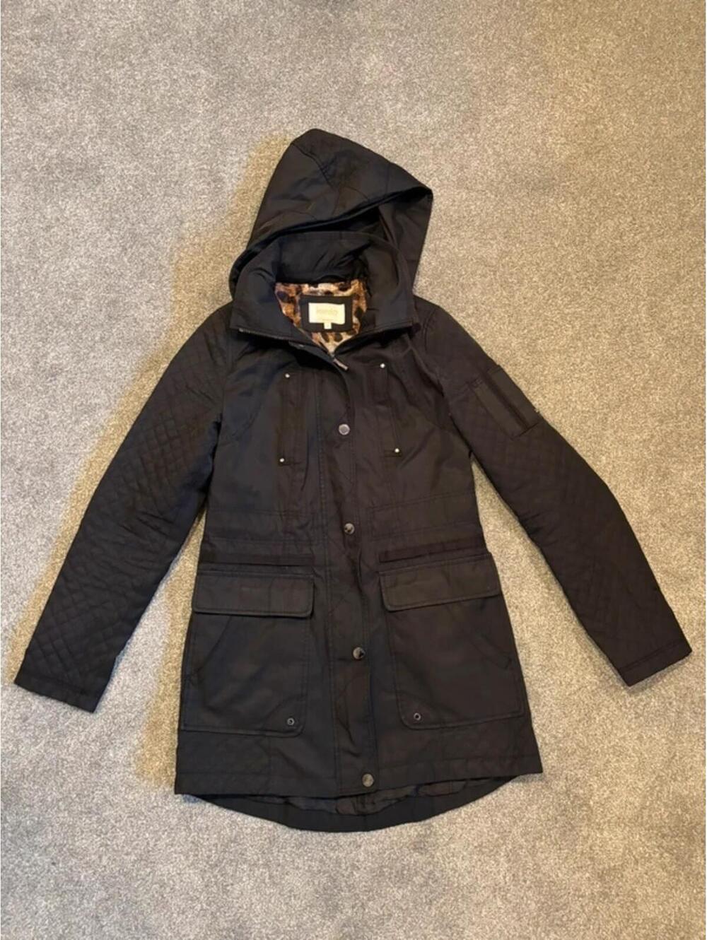 Laundry by Shelli Segal black trench with hood